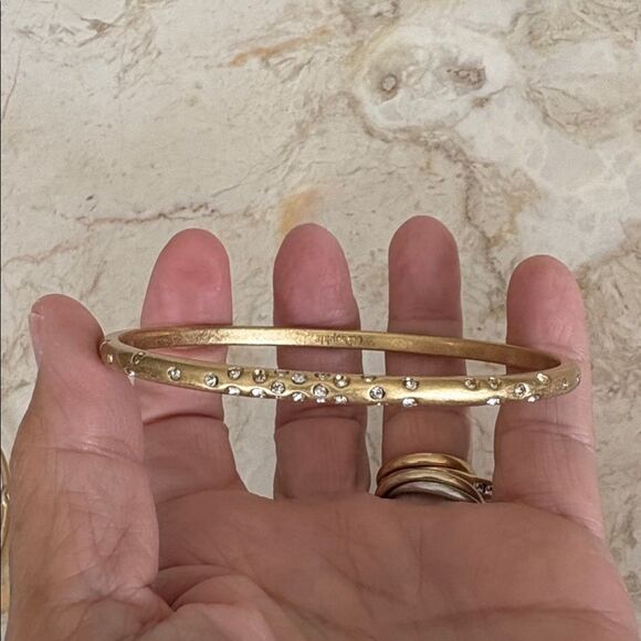 Lia Sophia Bangles Set - 5 Brushed Gold-tone & Crystals Bracelets - Picture 7 of 10